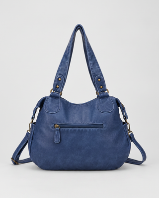 Leah Denim-Effect Flap Shoulder Bag