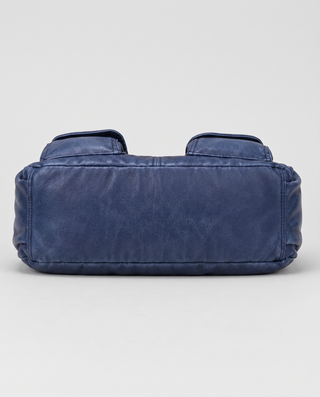 Leah Denim-Effect Flap Shoulder Bag