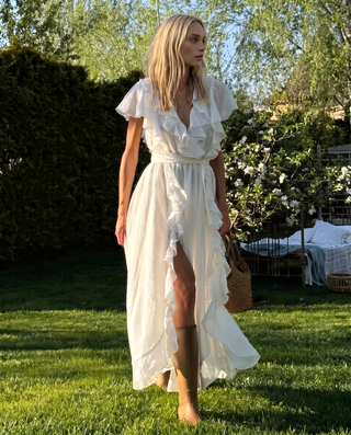 Lenora Ruffled Wrap Chiffon Maxi Dress