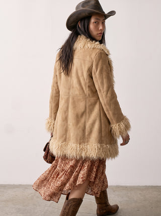 Lorelei Shag Trim Suede Coat