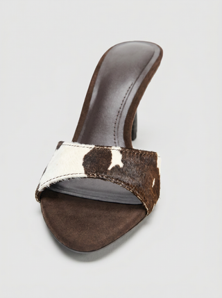 Marchese Cowhide Print Mule Heels