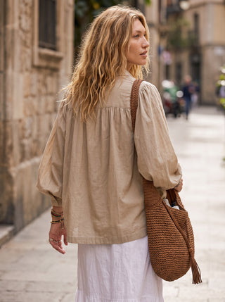 Marianne Cotton Balloon Sleeve Shirt
