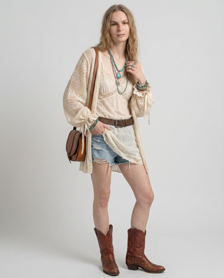 Marielle Lace Tie-Cuff Cardigan