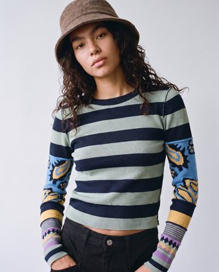 Marisol Colorblock Striped Patchwork Sweater