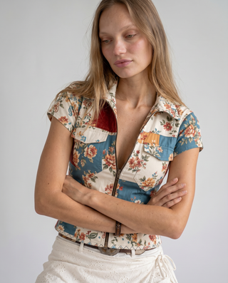 Marisol Floral Zip-Front Top