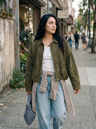 Mazzy Oversized Suede Bomber Jacket