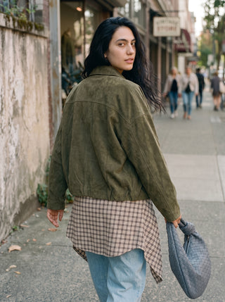 Mazzy Oversized Suede Bomber Jacket
