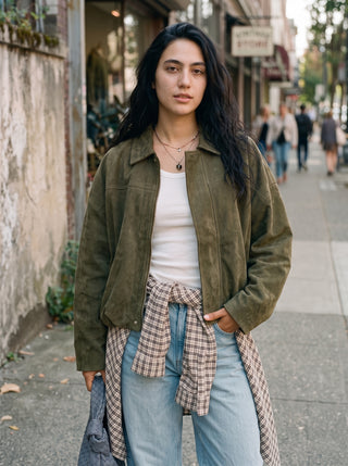 Mazzy Oversized Suede Bomber Jacket