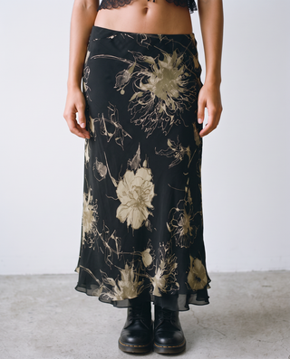 Noire Floral Chiffon Maxi Skirt