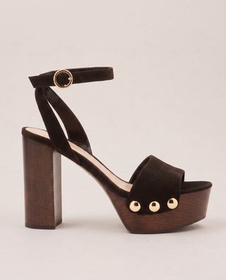 Ostrov Wooden Platform Ankle Strap Heels