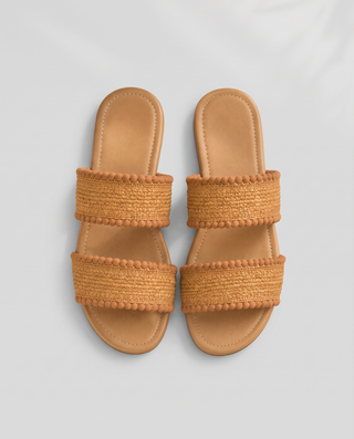 Palmyra Cruz Woven Raffia Slides