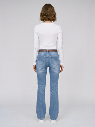 Penny Stretch Bootcut Jeans in Medium Wash, back view