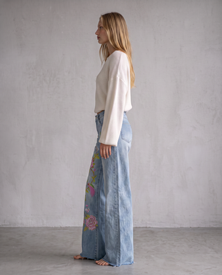 Ramona Embroidered Wide-Leg Jeans