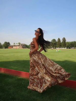 Customer photo of Saffron Paisley Halter Maxi Dress