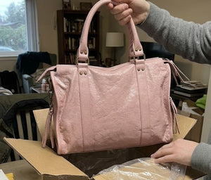 Customer photo of Ember Tassel Zip Leather Satchel