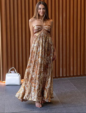 Customer photo of Saffron Paisley Halter Maxi Dress
