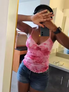 Customer photo of Willa Mesh Wrap Cami