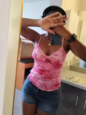 Customer photo of Willa Mesh Wrap Cami