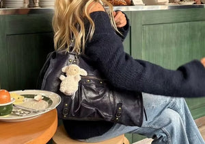 Customer photo of Ember Tassel Zip Leather Satchel