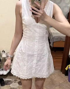 Customer photo of Isla Eyelet Button-Front Fit-and-Flare Mini Dress