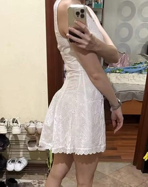 Customer photo of Isla Eyelet Button-Front Fit-and-Flare Mini Dress