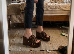 Customer photo of Ines Studded Wood Platform Mules