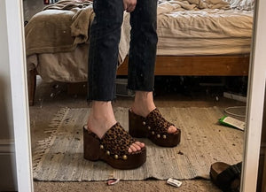 Customer photo of Ines Studded Wood Platform Mules