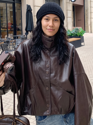 Rhea Oversized Leather Jacket