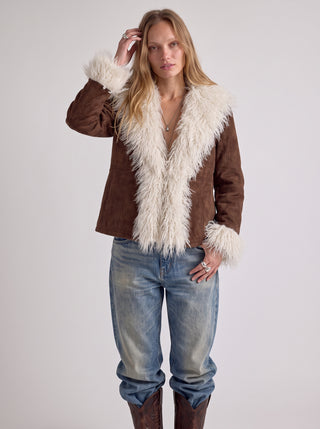 Rosalind Fur Trim Suede Jacket