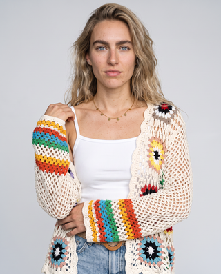 Rosalinda Rainbow Crochet Cardigan