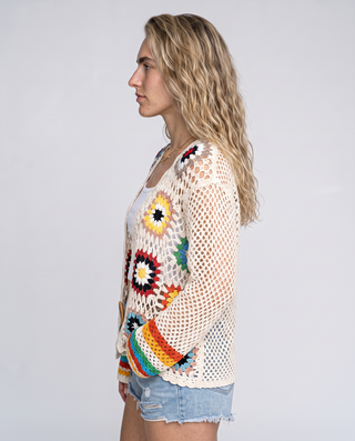 Rosalinda Rainbow Crochet Cardigan