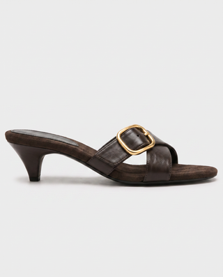 Roux Crisscross Buckle Heel Mules