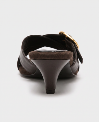 Roux Crisscross Buckle Heel Mules