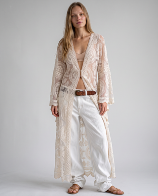 Serenella Sheer Lace Maxi Kimono
