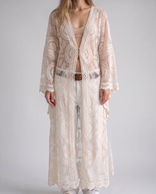 Serenella Sheer Lace Maxi Kimono