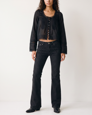 Sienna Low-Rise Pinstripe Flared Pants