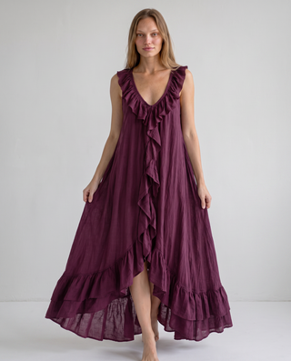 Sienna Ruffle-Trim Asymmetric Maxi Dress