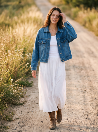 Solana Embroidered Coin-Trim Denim Jacket