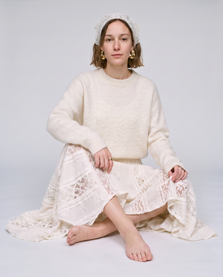 Solene Lace Asymmetric Maxi Skirt
