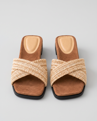 Solveig Raffia Slide Sandals
