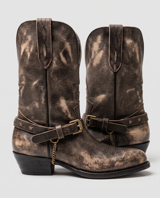 Star & Chain Moto Western Boots