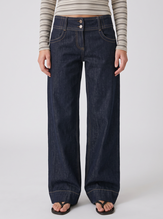 Tess Two-Button Wide-Leg Jeans