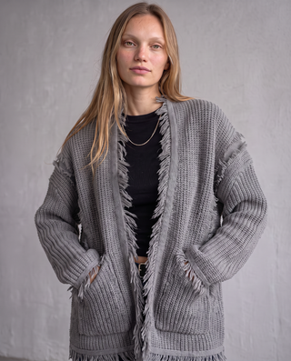 Thornsdale Raw-Hem Fringe Cardigan