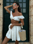 Mediterranean Moment Ruffle Crop Top & Mini Skirt Set