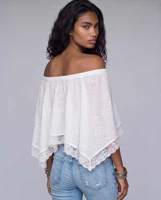 Wilder Off-Shoulder Handkerchief Hem Blouse