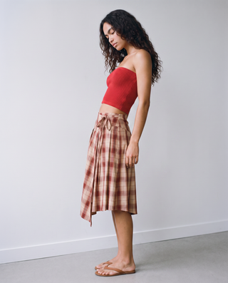 Winifred Plaid Wrap Midi Skirt
