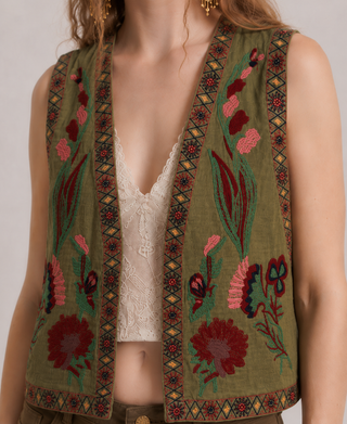 Zinnia Botanical Embroidered Vest